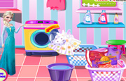 Juego Elsa Washing Dirty Clothes